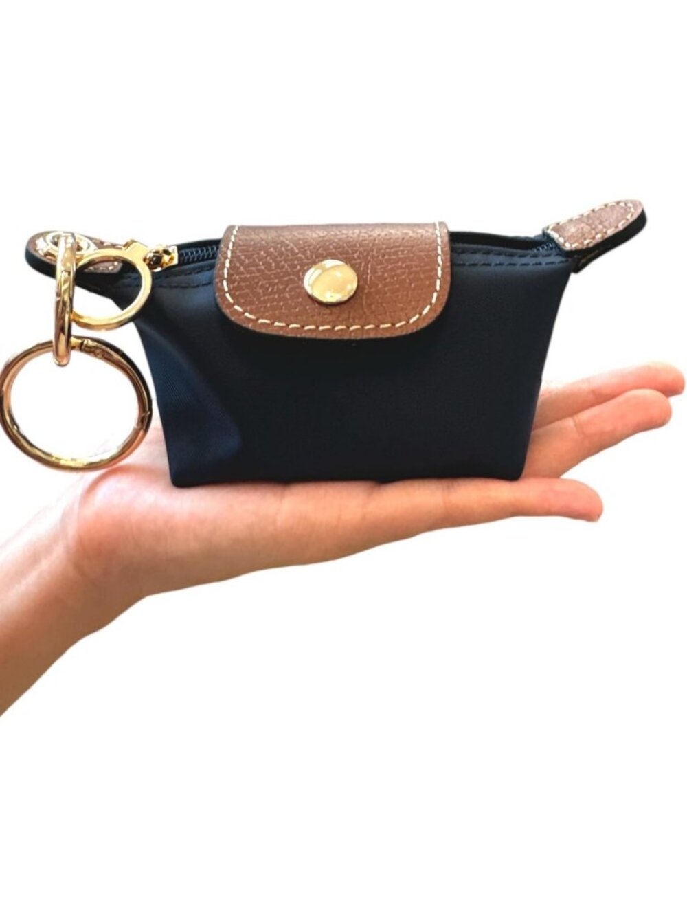 Navy Blue Mini Keychain Pouch | Functional Coin Purse & Card Holder | Bag Charm - Picture 5 of 7
